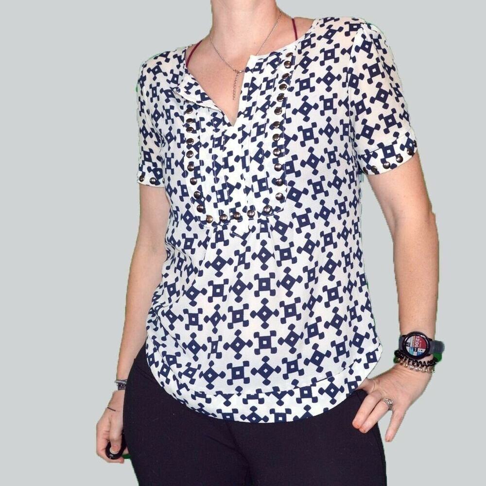 41 Hawthorn Stitch Fix Geometric Studded Blouse Small